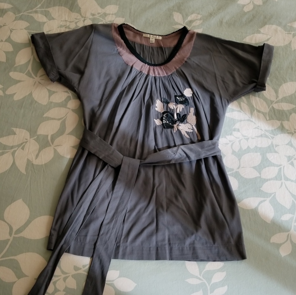 Trinity Embroidered Sashed Tunic Top - image 1